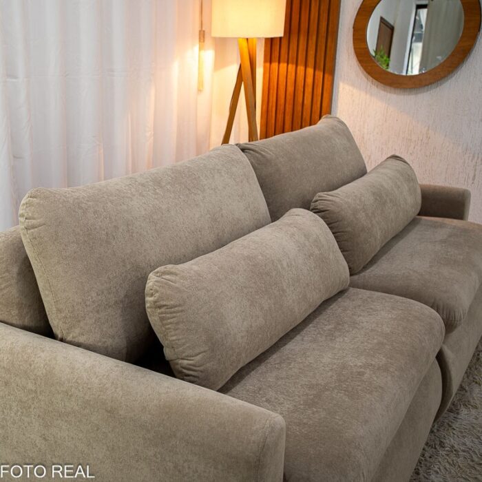 Sofá Retrátil e Cama Amaranto 2.30m Veludo Plush Bege - Sem Caixa - Imagem 14
