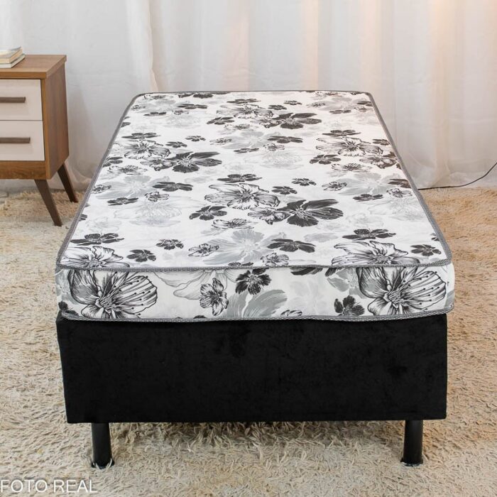 Box Solt. Sued Preto + Colchão Solt. Soffie Lotus 88x188x12x49 D20 - Nosso Sonho - Imagem 2