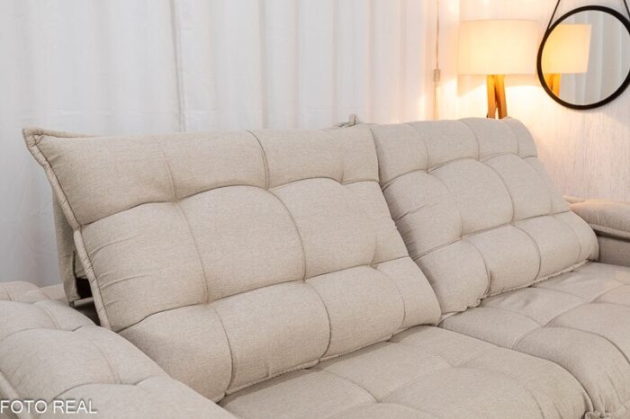 Sofá Retrátil Reclinável Barcelona 2.30m Linho Bege 459 - D33 e Molas Ensacadas Pocket - Imagem 6
