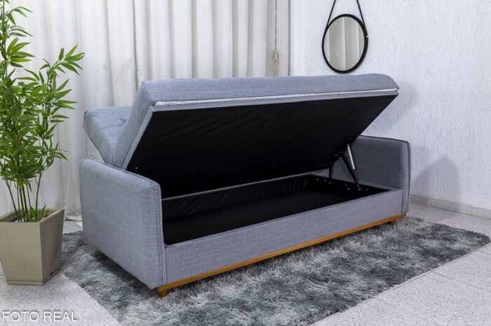 Sofá Cama Ipanema Baú larg. 2.05m Linho Cinza 2275 - Imagem 2