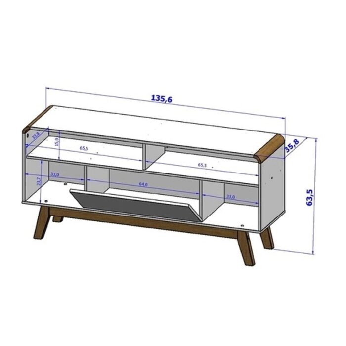 Rack Lazuli Off TV até 55 Polegadas Larg. 1.35m - Bechara - Imagem 3
