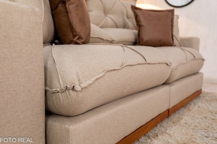 Sofá Retrátil Reclinável Gran Bello 2.50m Linho Bege - D33 e Molas Ensacadas - Imagem 6