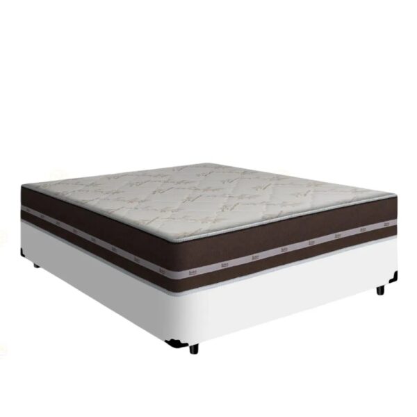 Colchão Casal Classic Superlastic D26 + Base Box Simples Corino Branco – ANJOS + ALTO NÍVEL CAMAS E COLCHÕES