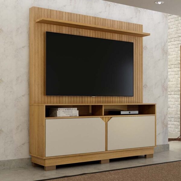 Home Berlim Cinamomo/Off Painel Fresado TV até 55 Polegadas Larg. 1.35m -  Valdemoveis