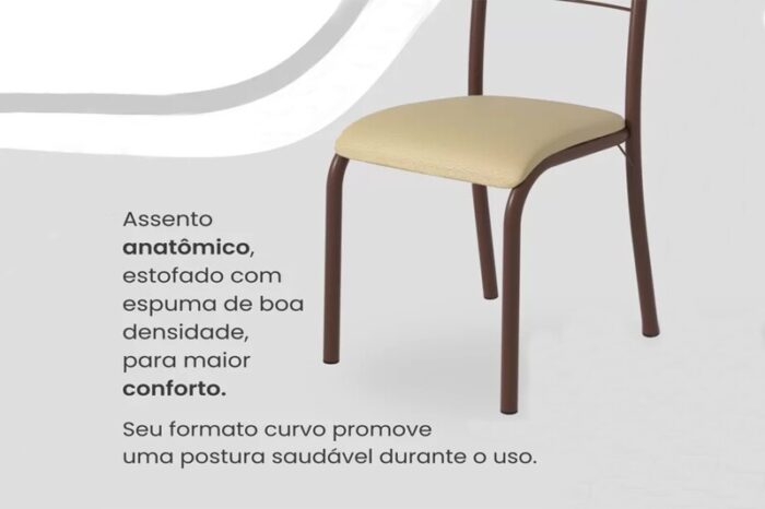 Mesa Paraty Base Cabo Frio Marrom Tampo Pedra Off 120x75 4 Cadeiras Paraty Assento Creme - Teixeira - Imagem 6
