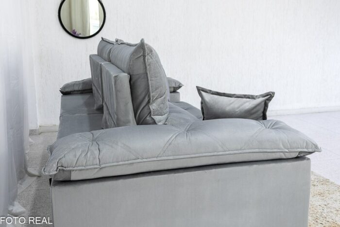 Sofá Retrátil Reclinável Magnum 2.50m Veludo Prata 823 - Molas Ensacadas - Imagem 8