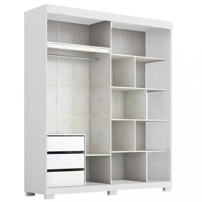 Roupeiro Heloisa Branco 2 Portas C/ 1 Espelho e Pés 100% MDF Larg. 1.80m - ACP - Imagem 3