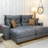 Sofá Retrátil Reclinável Gran Bello 2.30m Veludo Cinza 20 - D33 e Molas Ensacadas Pocket