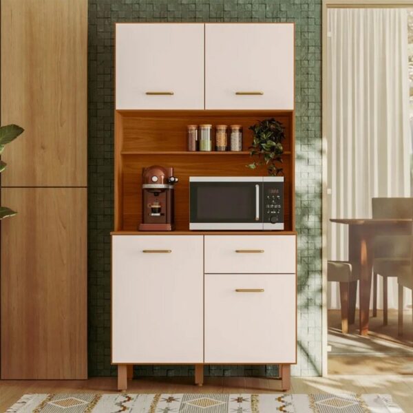 Kit Cozinha Izis  4 Portas 1 Gaveta Larg. 0.90m Freijó/Off  Poliman