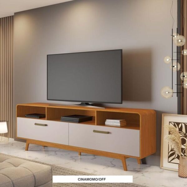 Rack Bancada Cristal Candian Cinamomo/Off TV até 70 Polegadas Larg. 2.00m - JCM