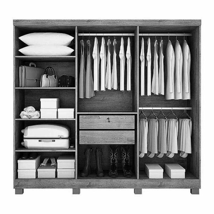 Guarda-Roupa Casal Sergipe Larg. 1.80m 6 Portas Nature Com Pés Bianchi - Imagem 2