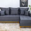 Sofá 3 Lug. Milão C/Chaise Lado Esquerdo Veludo Cinza 814 Larg. 2.30m - Molas Ensacadas