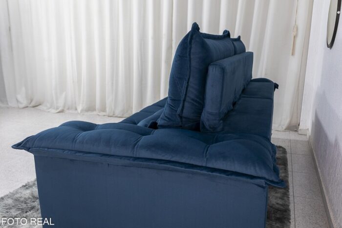Sofá Retrátil Reclinável Califórnia 2.50m Veludo Azul 529 - D28 Hiper soft - Imagem 8
