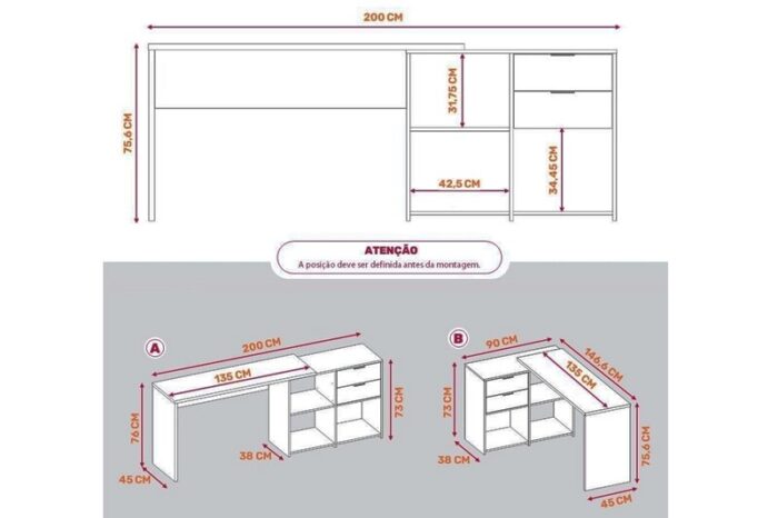 Mesa Office NT 2060 Branco 2 Gavetas Larg. 2.00m - Notável - Imagem 5