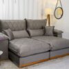Sofá Retrátil Reclinável Magnum 2.50m Veludo Cinza 813 - Molas Ensacadas