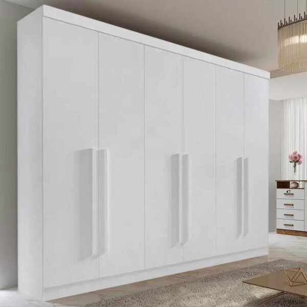 Roupeiro Casal Da Vinci Plus Branco 6 Portas 6 Gavetas 100% MDF Larg. 2.75m - D Doro