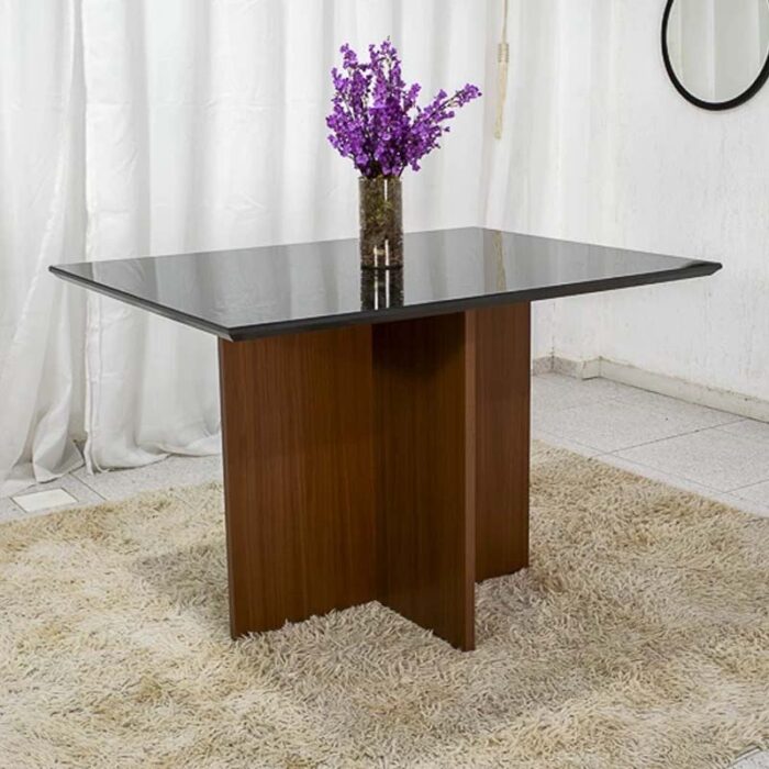 Mesa Jantar Helo 120×90 Tampo Grafite Vidro Preto Poliman - Imagem 2