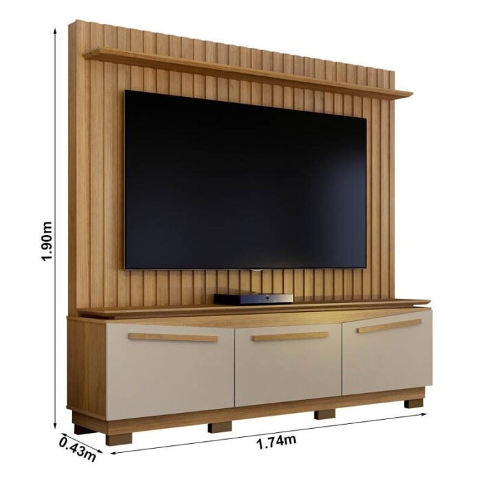 Home Montreal Cinamomo/Off Painel Ripado TV até 75 Polegadas Larg. 1.74m - Valdemoveis - Imagem 2