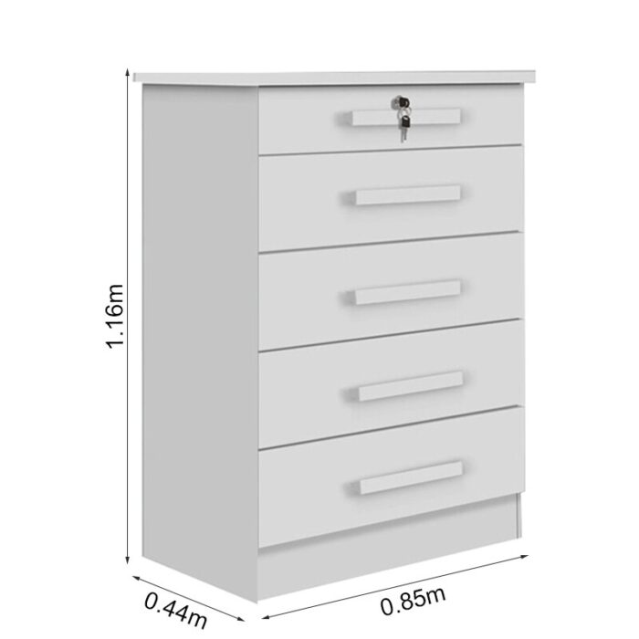 Cômoda Ipanema Branco 5 Gavetas Larg. 0.85m - D Doro - Imagem 2