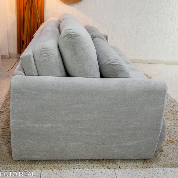 Sofá Retrátil e Cama Amaranto 2.30m Veludo Plush Prata - Sem Caixa - Imagem 17