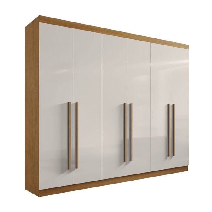 Roupeiro Casal Da Vinci Plus Cinamomo/Off 6 Portas 6 Gavetas 100% MDF Larg. 2.75m - D Doro - Imagem 3