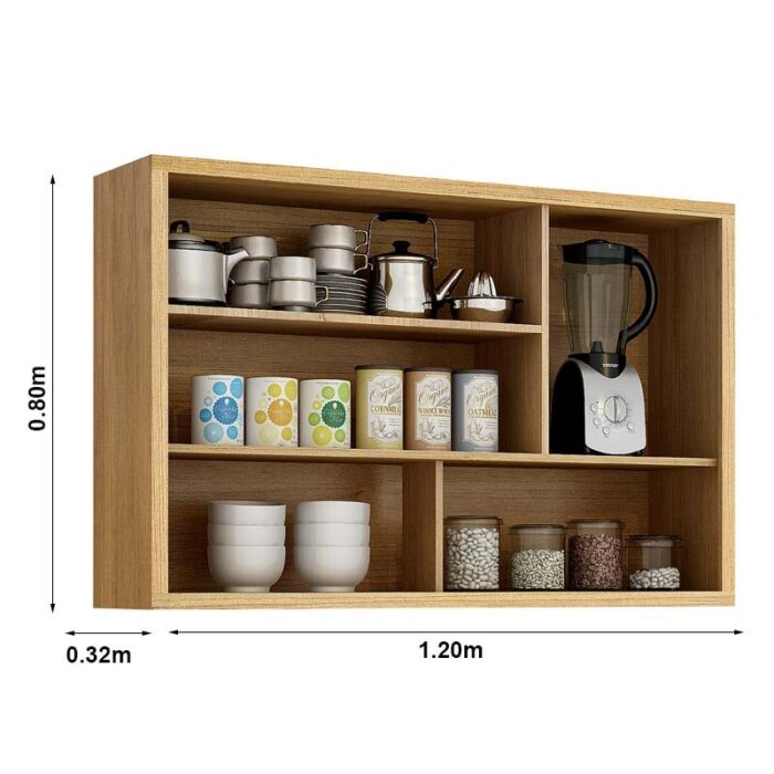 Cozinha Torino 3 Peças Paneleiro + Balcão + Aéreo Cinamomo/Off - Valdemoveis - Imagem 5