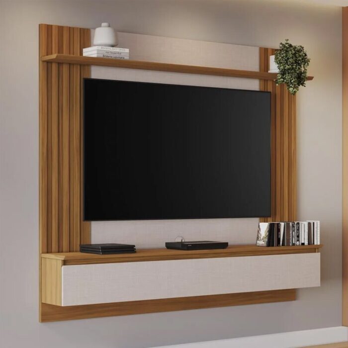 Painel NT 1365 Off/Freijó C/Detalhe Ripado Para TV até 65 Polegadas Larg. 1.60m - Notável