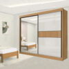 Guarda-Roupa Casal 2 Portas Titanium Ripado MDF Cinamomo/Off White Larg. 2.20m D Doro