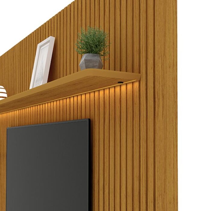 Painel Nobre Naturale Ripado C/ Led 100% MDF TV até 75 Polegadas Larg. 1.85m - Gelius - Imagem 5