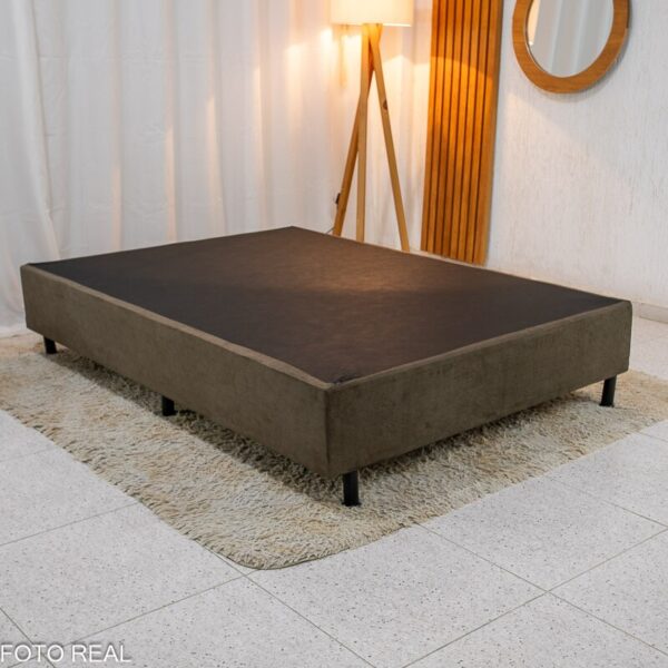 Box Casal Sued Marrom 138x188x37 - Nosso Sonho