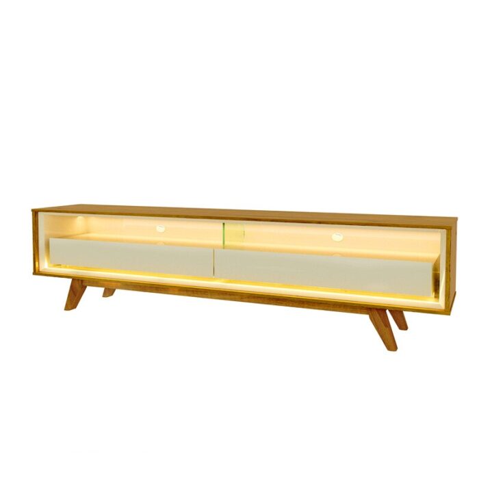 Rack Requinte Naturale/Off C/ Led 100% MDF TV até 65 Polegadas Larg. 1.72m - Gelius - Imagem 3