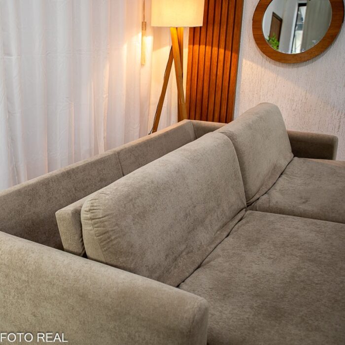 Sofá Retrátil e Cama Amaranto 2.30m Veludo Plush Bege - Sem Caixa - Imagem 13