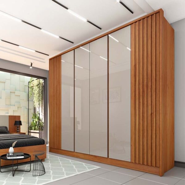 Roupeiro Casal Barcelona Cinamomo/Off 6 Portas 6 Gavetas C/ Detalhe Ripado Larg. 2.75m - Tcil