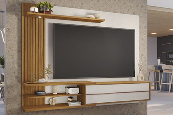 Painel NT 1355 Ripado TV até 65 Polegadas Larg. 1.82m  Off/Freijó Notável