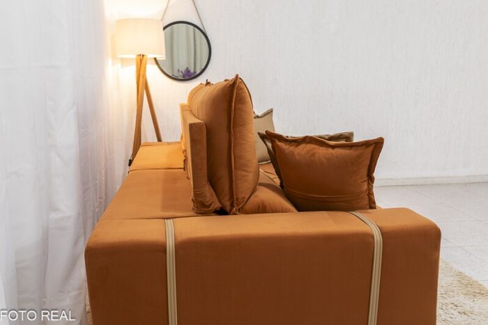Sofá Retrátil Reclinável Gran Bello 2.50m Veludo Terracota 24 - D33 e Molas Ensacadas Pocket - Imagem 8