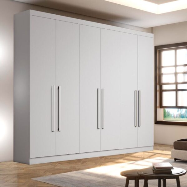 Roupeiro Casal Genova Branco 6 Portas 6 Gavetas Larg. 2.70m - Bianchi