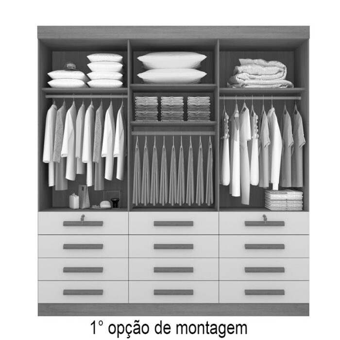Guarda-Roupa Casal Mônaco 6 Portas 12 Gavetas Cinamomo Larg. 2.40m D Doro - Imagem 2