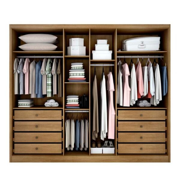 Roupeiro Casal Robust Plus Cumaru/Fendi Fosco 6 Portas 8 Gavetas 100% MDF Larg. 2.76m - Novo Horizonte