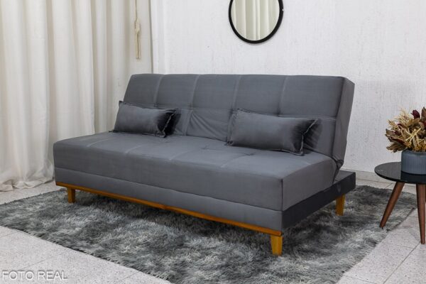 Sofá Cama Madrid Veludo Cinza 2303 Larg. 1.80m - Molas Bonnel