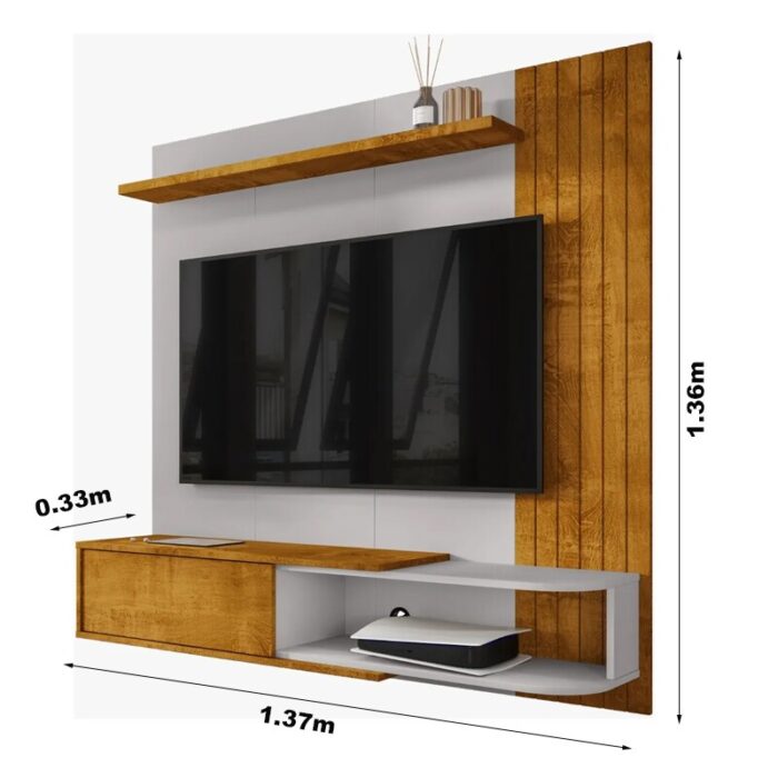 Painel Paraty Nature/Off C/Detalhe Frisado Para TV até 55 Polegadas Larg. 1.37m - Bechara - Imagem 3