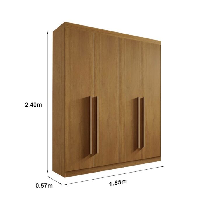 Roupeiro Solteiro Da Vinci Plus Cinamomo 4 Portas 3 Gavetas 100% MDF Larg. 1.85m - D Doro - Imagem 4