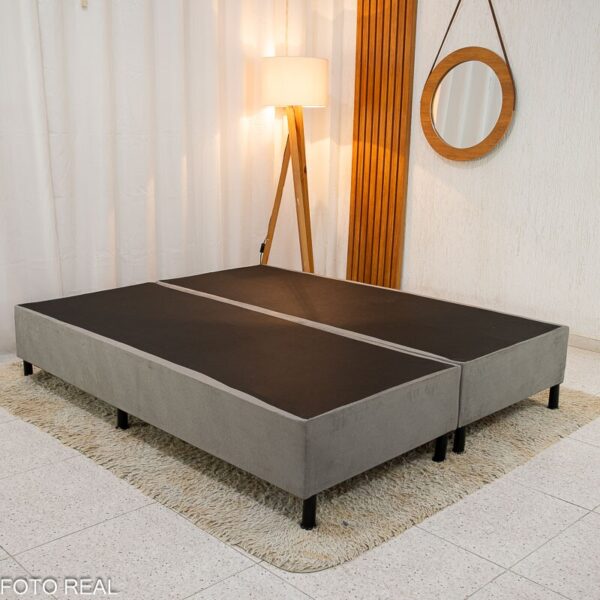 Box Queem Sued Cinza 158x198x37 - Nosso Sonho