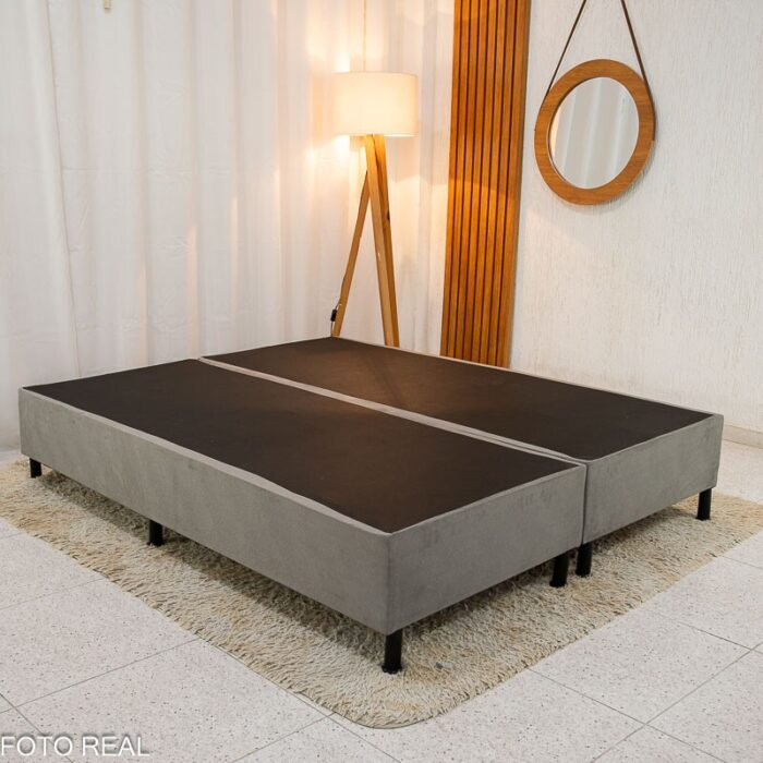 Box Queem Sued Cinza 158x198x37 - Nosso Sonho