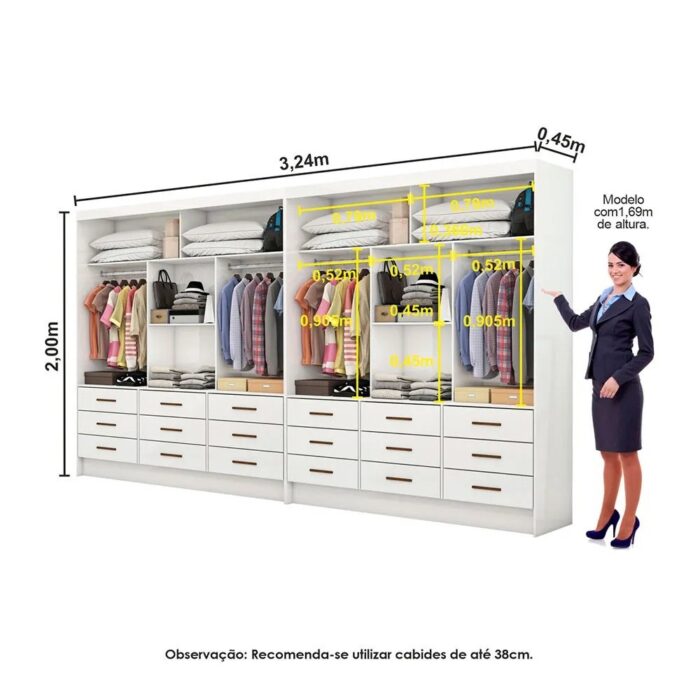 Closet Sevilha 1,62 m x 1,62 m Branco - CARIOCA MÓVEIS - Imagem 2