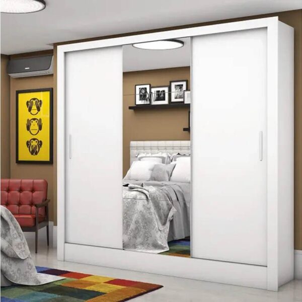 Roupeiro Dubai Branco 3 Portas C/ 1 Espelho Larg. 1.79m - Carioca