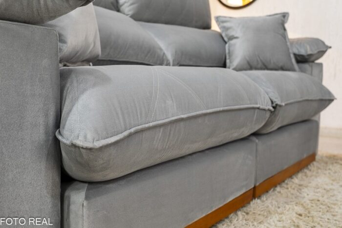 Sofá Retrátil Reclinável Magnum 2.10m Veludo Prata 823 - Molas Ensacadas - Imagem 7