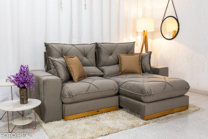 Sofá Retrátil Reclinável Gran Bello 2.30m em Veludo Capuccino - Conforto e Estilo em Sua Sala - Imagem 2