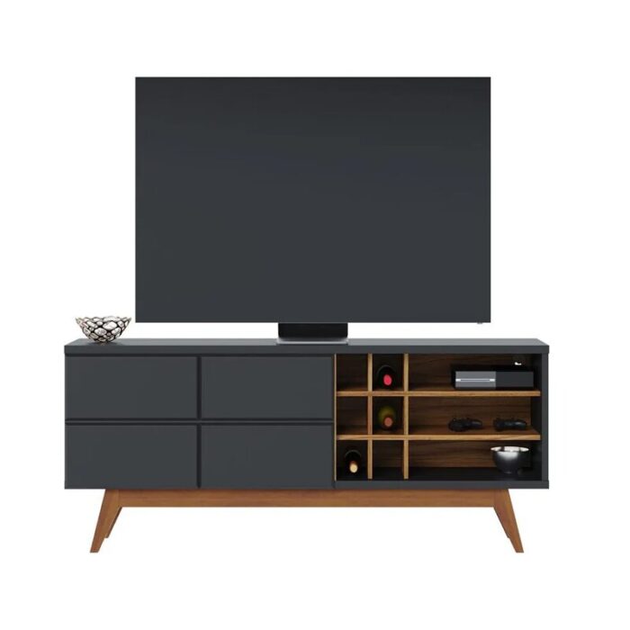Rack Bancada Noronha Preto/Noce TV até 70 Polegadas Larg. 1.80m - Colibri - Imagem 2