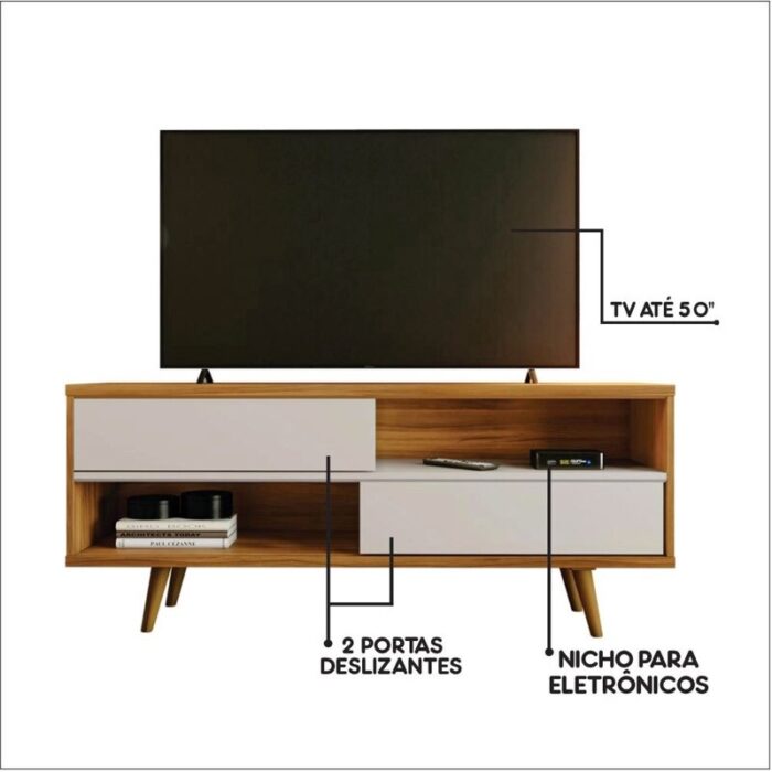 Rack Bancada NT 1180 Freijó/Off TV até 50 Polegadas Larg.1.35m - Notável - Imagem 3
