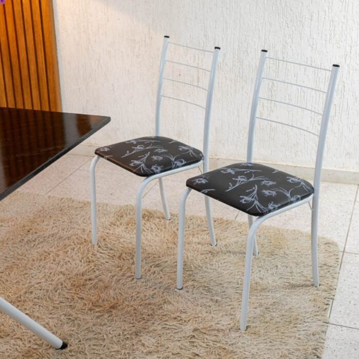 Mesa Rio Base Ipanema Branco Tampo Preto 68X68 MDF 4 Cadeiras Rio Assento Preto - Teixeira - Imagem 5